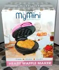 Compact Waffle Maker Heart Shaped MyMini Nostalgia Small Space Non Stick Surface