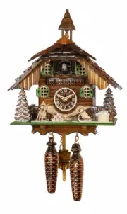 Quartz Cuckoo Clock Black forest house EN 44424 Q NEW