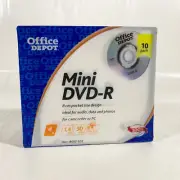[NEW SEALED] 10 Pack of Office Depot Mini DVD-R Discs with Cases