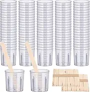 Gartful Resin Measuring Cups and Sticks, 200PCS Disposable Mixing Cups Set - 100PCS 30ml Graduated Measuring Cups and 100PCS Wooden Stir Sticks for Epoxy Resin, Glue, Paint Pouring
