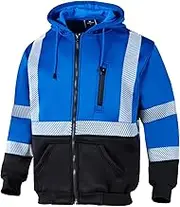 VENDACE High Visibility ANSI Class 3 Reflective Safety Fleece Sweatshirt Hoodie for Men Hi Vis Hoodies Zipper Jacket