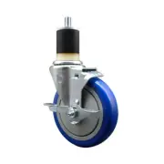 5 Inch SS Blue Poly Swivel 1-7/8 Inch Expanding Stem Caster with Brake SCC