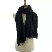 Steve Madden Black Lightweight Rectangular Scarf Subtle Texture New