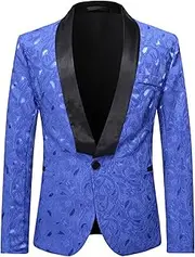 [Aosufei] Mens Sequin Suits Tuxedo Jacket Party Show Punk Prom Stage Blazer Suit Wedding Tuxedo Premium Dress Jacket