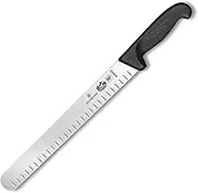 Victorinox Fibrox Flexible Round Tip Blade Fluted Edge Salmon Knife, Black, 5.4723.36