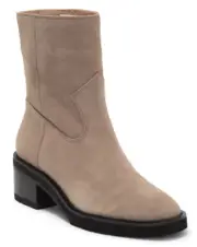 Stuart Weitzman Boulevard Women's Suede Moto Boots Heel Bootie in Topo Size 8.5