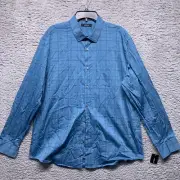 Alfani Shirt Mens XL Blue Button Up Long Sleeve Plaid