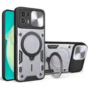 Back Cover for Motorola Edge 20 Lite Slide Camera Lid PC+TPU Phone Case with Ring Kickstand