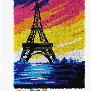 Tower of Threads Latch Hook Kit - Create Your Own Iron Tower Rug with Printed Ca