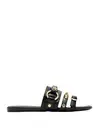 BALENCIAGA City $925 Women's Black/Gold Leather Mule Flats New & Authentic