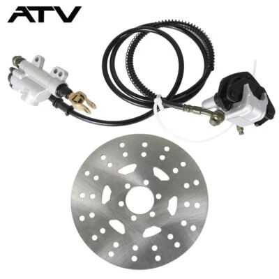 For ATV Go Cart Kart Rear Hydraulic Brake Master Caliper Assembly+Disc Rotor Kit