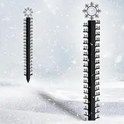 Snow Gauge, 47inch Snow Gauge with Temperature Meter, Iron Art Snowfall Measuring Stick, Snow Measuring Snowfalls Gauge with Thermometer for Yard Decorations (Style 1)