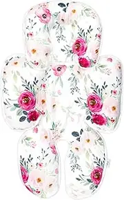 TANOFAR Infant Car Seat Insert for Newborn, Baby Car Seat Head Support Pillow Girls, Floral Carseat Head & Body Support, Ultra Soft Minky Dot Fabric