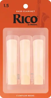 Rico Bass Clarinet Reeds, Strength 1.5, 3-pack