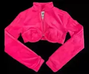 Jeremy Scott adidas Originals JS Track Crop Top Jacket Velour H50967 SOLAR PINK