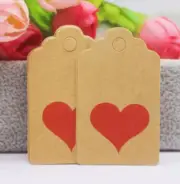 25 Swing Tags Kraft Love Heart Gift Tag 5x3cm Handmade Made with Love Packaging