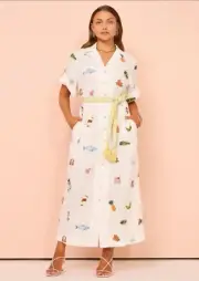 Summer Vacation Paradiso Print Dress Tropical Hotel Collared Shirt dress Rio