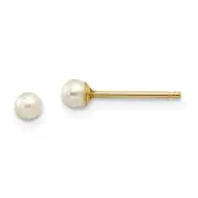14K Yellow Gold 3mm Freshwater Cultured Pearl Stud Earrings Madi K Kid's Jewelry