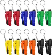 12 Pieces Car Window Breaker Tool, 3 in 1 Seat Belt Cutter and Window Glass Breaker Keychain and Survival Whistle, Vehicle Emergency Safety Device for Driver, Family