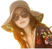 [HugeStore] Floppy Foldable Wide Brim Chic Sun Hat Sun Visor Summer Beach Straw Hat for Women Ladies
