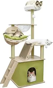 Large Cat Tree, 140CM Cat Tower for Cats, Super Spacious Condo, Cat Climbing Frame, Large Cat Nest, Wide Padded Perch Scratching Posts & Pad for Indoor Cats