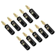 10Pcs Banana Plugs Connector Speaker Banana Plugs 4mm Gold-Plated Alloy Black