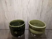 Studio art pottery candle holder and bowl signed by artist