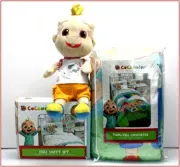 6 Pieces- COCOMELON Cute Rainbow Comforter + Sheet Set + Plush JJ Figure - FULL