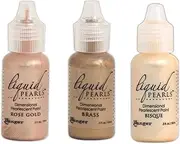 [Ranger] Ink Liquid Pearls Dimensional Pearlescent Paint, Rose Gold, Brass, Bisque, 3 Bottles
