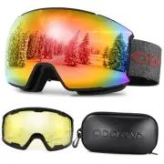 Magnetic Interchangeable Ski Goggles Set with 2 Lens, Anti Blaze Lens Vlt 15%