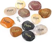 ROCKIMPACT 12PCS Hope Stones Engraved Inspirational Stones Positive Stone Tumble Stones Palm Stones Reiki Chakra Recovery Stones Gratitude Gift Balancing Word Stone Bulk Lot Hope Rocks