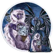 Cool Fantasy Drawings Dragons Worn the Mistress Round Beach Towel