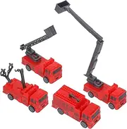 UPKOCH 4pcs Pull Back Fire Truck Model Simulated Fire Engine for Bright Colored Emergency Vehicle Present for Birthdays and Day Realistic Design for Creative Play
