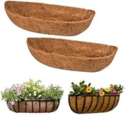 2 pcs Garden Coconut Planter Liners,Window Box Liners Natural Trough Coco Liner Coir Mats,for Window Box,Fence Flower Baskets,24 in Coco Fiber Replacement Liner,Durable Coconut Coir for Planting