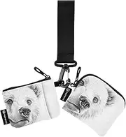 [XYMZR] Mini Zip Around Wristlet keychain Wallet Bear Head Black White for Women Personalized Pattern Detachable Dual Pouch Wristlet Portable Wallet Phone Coin Purse, Multi-colored, One Size