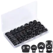 32PCS Professional Cord Lock, 4 Sizes DIY Plastic Spring Toggle Stopper, Lany...