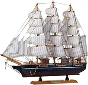 50CM Sailboat Model Decorated Handicrafts Tabletop Carved Desk Blue Display TV Cabinet Entrance Souvenir Men and Women