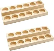 LONG TAO 2 Pcs Wooden Essential Oil Display Stand 2 layer Tabletop Essential Oils Perfume Storage Racks Oil Bottles Holder Essential Oil Organizer Nail Polish Shelf for Organizing Displaying