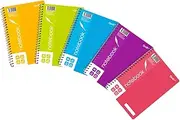 Quill, A5 Notebook, 7mm Lined, 200 Pages, 70gsm Paper, Pack 5, Assorted Colors, Wirebound, Water Resistant Cover, Easy Tear Perforated Pages