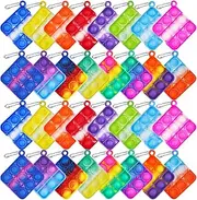 32Pcs Mini Pop Fidget Bubble Sensory Toy Pack Squeeze Keychain Toys,Mini Push Pop Bubble Fidget Toy,Simple Silicone Fidget Stress Relief Hand Toy, Anti-Anxiety Office Desk Toys for Kids Party Favors