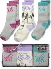 Realtree Girls Youth Merino Wool Comfy Ultra-Dri Boot Socks Gift Box 3 Pair
