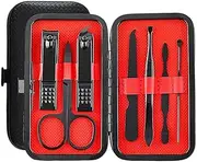 7 Pcs manicure set men, Manicure Pedicure Set, nail clippers set for men, mens nail grooming kit, mens manicure set, for fingernail, toenail and Facial Care(Red)
