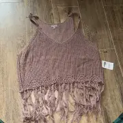 Charlotte Russe Tank Top With Tied String Hem New With Tags Size Large Crocheted