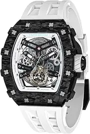 [TSAR BOMBA] Luxury Mens Automatic Mechanical Watches - Japanese Movement Sapphire Glass - 50M Waterproof Men's Watch - Square Wrist Watches Silicone Band Luminous Elegant Gifts for Men TB8208