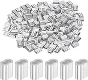 uxcell 5/64" 2mm Aluminum Crimping Loop Sleeve Double Ferrule for Wire Rope Cable Line End, Silver 200pcs