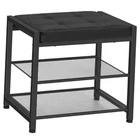 Small Shoe Bench, 3-Tier Shoe Rack, Shoe Storage Bench with PU Seat Black