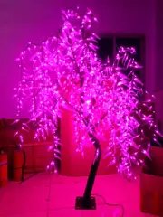Pink 6.5ft/2m Outdoor LED Weeping Willow Christmas Tree Garden Light Rainproof