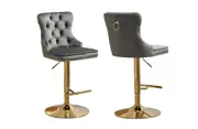 Sahara Dark Grey Barstool with Gold Stand -Set of 2