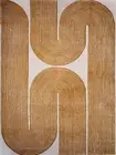 Rug Hand-Tufted – Mustard U-Shape Pattern, Modern Mid-Century Area Carpet