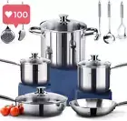 HOMI Chef 14-Piece Nickel-Free Stainless Steel Cookware Set | Non-Toxic